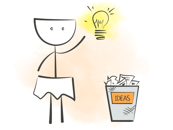 Человек, лампочка и мусорная корзина