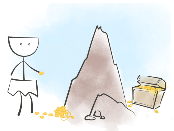 Человек. Гора. Сундук с золотом