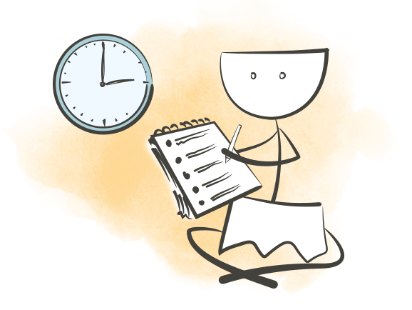 Человек. Блокнот. Часы